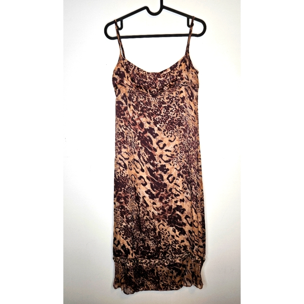 Y2K Karen Millen Silk Slip Midi Dress Sz 8 Animal Print Embellished Eyelets boho - Picture 12 of 15